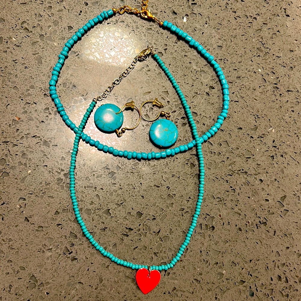 Cute choker necklace and earrings